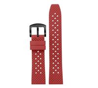 HECHENBAO Bracelet de montre universel en caoutchouc fluoré, imperméable et respirant, de différentes tailles (19 mm), adapté à un usage quotidien(Red Black B)