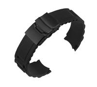 HECHENBAO Bracelet de montre universel en silicone avec boucle déployante en caoutchouc (16/17/18/19/20/21/22/23/24 mm), adapté à un usage quotidien(Black black clasp,24mm)