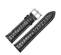 HECHENBAO Bracelet en cuir noir classique 20, 21 et 22 mm for homme et femme, idéal for un usage quotidien(Black white D2,22mm)