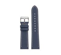 HECHENBAO Bracelet universel en cuir de vache à dégagement rapide, doux et respirant, 18mm, 19mm, 20mm, 22mm(Blue silver,22mm)