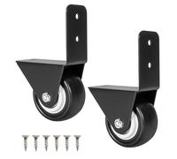 HECHKJ 2 Stück Roulettes Fixes 40 mm, Roulette en Meubles, Roulettes Noires avec Plaque Métallique en Forme de L, Roulette pour Table Basse, Armoire, étagère