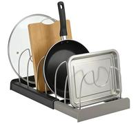 HECHKJ Porte Couvercle Extensible Pour Tiroir Cuisine, Rangement Couvercle Casserole Avec 7 SéParateurs Amovibles, Range Casserole Tiroir Cuisine Pour PoêLes, Couvercles et Assiettes