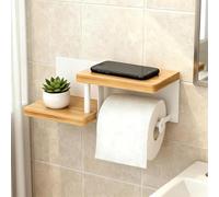 HECHKJ Porte Papier Toilette Mural avec Étagère, 2-en-1 Dérouleur Papier Toilette, Mural Support Sopalin Mural, Gain de Place Porte Rouleau WC, pour Salle de Bain, Toilettes, Cuisine