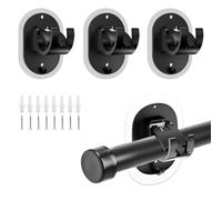 HECHKJ Support Rideau sans Percage, 2 Paires Accroche Rideau sans Percage, Accroche Rideau Adhesif Noir, avec Vis et Tube Expansible, Adapté pour Chambres, Salles de Bains, Cuisines