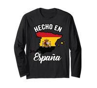 Hecho en Espana Carte Espagne Drapeau Heritage Graphic Design Manche Longue