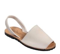 HECHO EN ESPAÑA Menorquina Ibicencas Sandales d'été en cuir, blanc, 44 EU