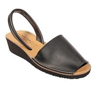 HECHO EN ESPAÑA Sandales Ibicencas, Minorquines en cuir avec compensé, hauteur 4 cm, Ibicencas d'été, cuir, semelle légère