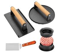 HechoVinen Lot de 4 presses à hamburger avec moule à galettes et spatule, presse à hamburger pour crêpes, barbecue