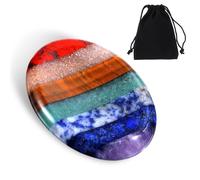 Hecila Pierre de cristal pour pouce 7 cristaux de chakra Pierre de poche naturelle sculptée Reiki Accessoire de méditation pour équilibrer les chakras énergétiques Cadeau de pleine conscience