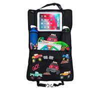 HECKBO 1x organiseur protection du dossier voiture enfants avec pochette réglable pour tablette et film tactile jusqu'à 20" - Monster Truck - universel - 70x45cm - sac thermique + filet extensible