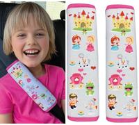 HECKBO 2x protections pour ceinture de sécurité avec motif de prince princesse grenouille - ceintures de sécurité épaulière protection ceinture sièges auto coussins de ceinture pour enfants filles