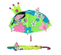 HECKBO 3D Enfants parapluie princesse - princesse avec couronne et bâton magique - parasol pour filles - école primaire, école maternelle - imperméable et coupe vent - longueur 59 cm diamètre 73 cm