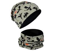 HECKBO Bonnet Dragon Hiver & Tour de Cou - 2-8 ans - Polaire - Garçon & fille - 95% coton (48-54 cm)