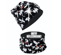 HECKBO Bonnet enfant réfléchissant 360° & écharpe tube - motif dragon réfléchissant - 2 à 8 ans - 95% coton - taille 48-54