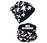 HECKBO Bonnet enfant réfléchissant 360° & écharpe tube - motif dragon réfléchissant - doublure polaire - 2 à 6 ans - 95% coton