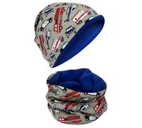 HECKBO Bonnet Police Hiver & Tour de Cou - 2-8 ans - Polaire - 95% coton - Garçon & fille (48-54 cm)