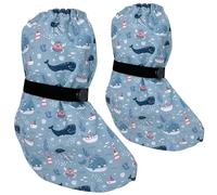 HECKBO Bottines de pluie bébé 3 à 18 mois - imperméables avec doublure polaire - Animaux marins - chaussures d'extérieur pour bébés et tout-petits