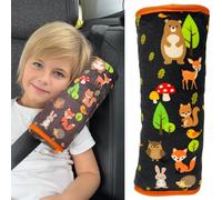 HECKBO Dino oreiller de voiture pour enfants - lavable en machine - doudou doux - oreiller de ceinture de voiture de haute qualité, housse de ceinture (Animaux de la forêt)