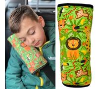 HECKBO Dino oreiller de voiture pour enfants - lavable en machine - doudou doux - oreiller de ceinture de voiture de haute qualité, housse de ceinture (Jungle)