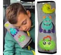 HECKBO Dino oreiller de voiture pour enfants - lavable en machine - doudou doux - oreiller de ceinture de voiture de haute qualité, housse de ceinture (Monstre)