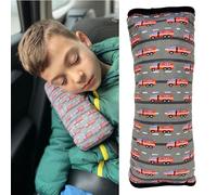 HECKBO Dino oreiller de voiture pour enfants - lavable en machine - doudou doux - oreiller de ceinture de voiture de haute qualité, housse de ceinture (Pompiers)