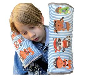 HECKBO Dino oreiller de voiture pour enfants - lavable en machine - doudou doux - oreiller de ceinture de voiture de haute qualité, housse de ceinture (Animaux pirates)