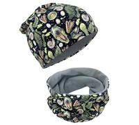 HECKBO enfants garçons filles bonnet écharpe tube set - bonnet d'hiver avec non-tissé - dinosaure T-Rex - 2-6 ans - 95% coton - matériau doux stretch & entretien facil - hiver printemps automne