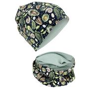 HECKBO enfants garçons filles bonnet écharpe tube set - bonnet réversible avec dino Dinosaures T-Rex - 2-8 ans - 95% coton - matériau doux stretch & entretien facil - printemps été automne