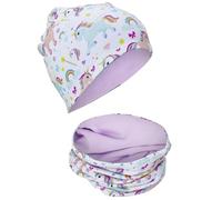 HECKBO enfants garçons filles bonnet écharpe tube set - bonnet réversible avec Licorne - 2-8 ans - 95% coton - matériau doux stretch & entretien facil - printemps été automne