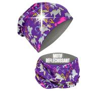 HECKBO Ensemble Bonnet 360° Réfléchissant & Tour de Cou Enfant - 95% coton - Matière extensible douce et facile d’entretien - Bonnet pour printemps, automne et hiver (48-54 cm)