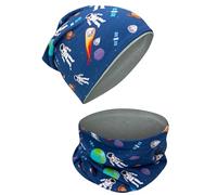 HECKBO Ensemble bonnet beanie et tour de cou pour enfants - intérieur en polaire ou jersey (réversible) - unisexe filles/garçons - 95% coton - pour l’automne, le printemps et l’hiver