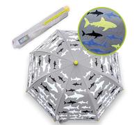 HECKBO Parapluie Magique Requin - Couleur Changeante - Pliant - Réflecteur 360° - Cadeau École - Bois
