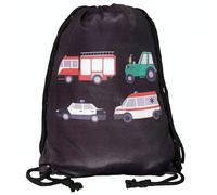HECKBO sac de sport pour enfants - imprimé des deux côtés avec 4 pompiers, tracteur, ambulance et police - sac de sport à dos sac de jeu, sac à chaussures, sac pour garçon