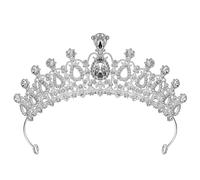 Heclia Couronne Anniversaire Tiara en Cristal Diadème Argent Couronne de Mariage pour Princesse Strass Couronne Fille pour Mariage Bal de Fin d'Études Sirène Accessoires de Cheveux pour Femmes Adultes