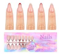 Heclia Lot de 150 faux ongles en gel French Tip - Multicolore - French Tip à faire pousser - Pointes en gel naturel - Doux et naturel - Avec design - Ongles littoraux préformés pour décoration