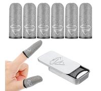 Heclia Lot de 6 coques de protection pour doigts de jeu, ultra fines et respirantes en fibre d'argent de 0,3 mm, pour jeux mobiles, écran tactile anti-transpiration, pour téléphone et tablette