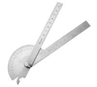 Heclia Règle rapporteur d'angle 180° en acier inoxydable - Outil de mesure de précision pour le travail du bois, le travail des métaux, l'ingénierie de la construction, échelle à tête ronde réglable