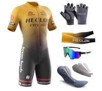 HECLOK Combinaison de cyclisme à manches courtes pour homme,Cyclisme Body,Mens Pro Trifonction manches courtes Triathlon Racing Tri Suit,Rembourrage premium spécifique à la compétition (TYP-10,XXL)