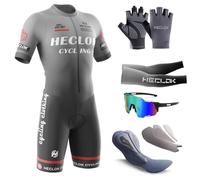 HECLOK Combinaison de cyclisme à manches courtes pour homme，Cyclisme Body，Mens Pro Trifonction manches courtes Triathlon Racing Tri Suit，Rembourrage premium spécifique à la compétition (TYP-7,4XL)