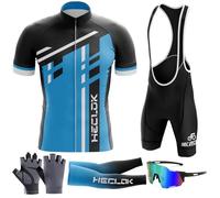 HECLOK Conjunto Ciclismo Hombre Manga Corta - 9D Gel, Transpirable | Tejido ligero, secado rápido, 9D Gel acolchado, 3 bolsillos traseros, para carretera y MTB