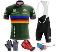 HECLOK Ensemble Cycliste Homme Manches Courtes - Maillot Respirant & Cuissard Gel 3D pour VTT et Route | Tenue de Vélo Professionnelle à Séchage Rapide | Personnalisable Logo (l,Set-4)