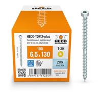 HECO-CC Vis à tête cylindrique pour construction en bois TX30 6,5 x 130 mm galvanisée/bleue avec évaluation