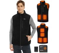Hecusma Polaire Gilet Chauffant Hommes avec Batterie 16000mAh 7.4V Incluse, Gilet Chauffant Electrique en Polaire pour Hommes pour la Extérieur Chasse, Le Ski