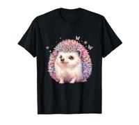 Hedgehog Boho Woodland Animal Festive Watercolor T-Shirt Noir Aquarelle Festive Homme S