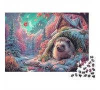 Hedgehog dans Winter Burrow Thousand Pieces Jigsaw Puzzle Faune Sauvage Whole Family Cadeau D’Anniversaire Évasion Quotidienne Décoration De Salon Jeu Stimulant 52x38cm/1000pcs