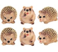 Hedgehog Figures Decorative Resin Ornaments Set of 6 Miniature Garden Ornaments for Office Garden Plant Pots Realistic Animal Figures for Home