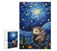 Hedgehog in Starry Night Cityscape Puzzle 1000 Pièces Educa Jouet en Bois Cadeau Unique Décoration Intérieure Jeu Éducatif Challenge Toy Adultes Et Enfants À Partir De 14 Ans 1000 PCS