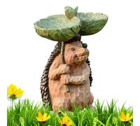 Hedgehog Statue and Bird Feeder, Resin Garden Sculpture with Feeding Tray, Outdoor Lawn Ornament, Birds, Decorative Animal Figurine for Yard, Patio, Porch, Landscape Wildlife