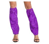 Hedmy 1 Paire Jambières à Paillettes Femme Manchon De Jambe Tenue Danse Jazz Latin Tango Disco Carnaval Clubwear Violet Taille unique