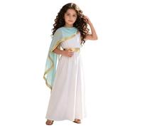 Hedmy Déguisement Princesse Déesse Grecque Enfant Fille Blanche Robe Toge | Sans Manches,Taille Métallique,Jeu De Rôle,Halloween,Carnaval,Spectacle